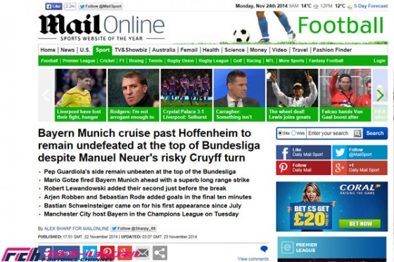 バロンドール有力候補のノイアー、ゴール前でリスクの高いクライフターンを見事成功