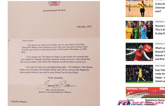アーセナルサポが英王室にFA杯観戦券の入手依頼！？グーナーの女王が下す決断は…