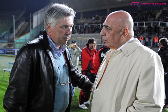 本田にも影響？　アンチェロッティ監督が古巣復帰に向けミランCEOと会談か