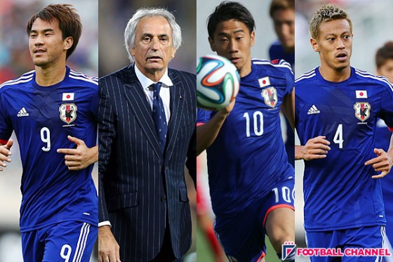 日本代表　岡崎　本田　香川　ハリル