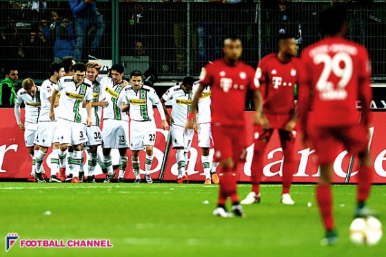 バイエルン、第15節で今季初黒星！　ボルシアMG相手に3失点大敗