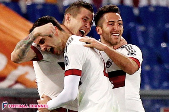 ミラン、本田のアシストでローマと引き分け。アウェイで勝点1持ち帰る