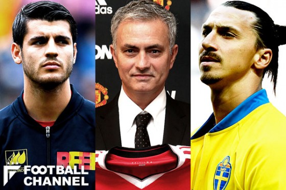 アルバロ・モラタとジョゼ・モウリーニョ監督とズラタン・イブラヒモビッチ