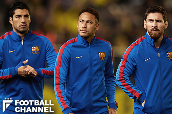 スアレス（左）ネイマール（中央）メッシ（右）