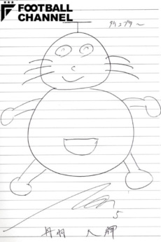 インタビュー時に丹羽が描いたドラえもん