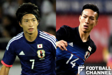 日本代表に復帰した柴崎岳（左）と小林祐希（右）