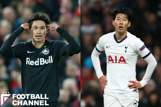 南野拓実（左）とソン・フンミン（右）