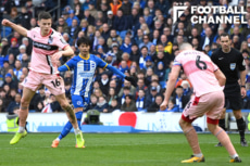 FAカップ準々決勝、グリムズビー戦でゴールを決めた三笘薫