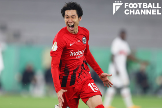 DFBポカール準決勝、シュツットガルト戦でゴールを決めたフランクフルトの鎌田大地