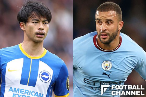 左：ブライトンに所属する三笘薫、右：マンチェスター・シティに所属するカイル・ウォーカー