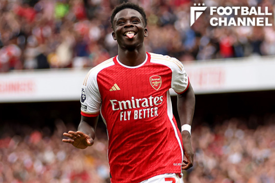 プレミアリーグ第1節、ノッティンガム・フォレスト戦でゴールを決めたブカヨ・サカ