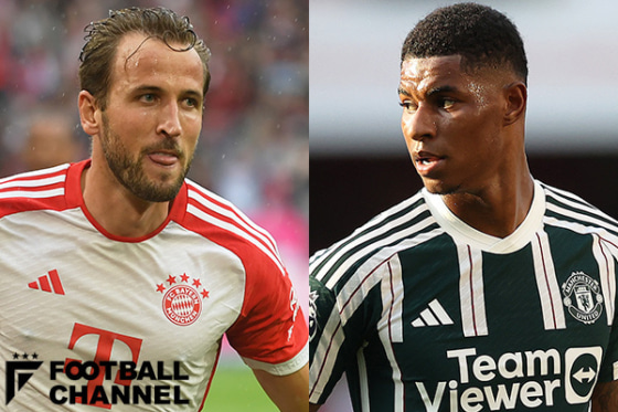 欧州CL、バイエルン・ミュンヘン対マンチェスター・ユナイテッド（左：ハリー・ケイン、右：マーカス・ラッシュフォード）