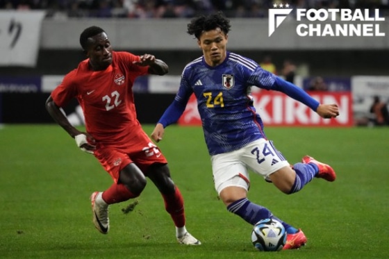 チュニジア戦でプレーする旗手怜央