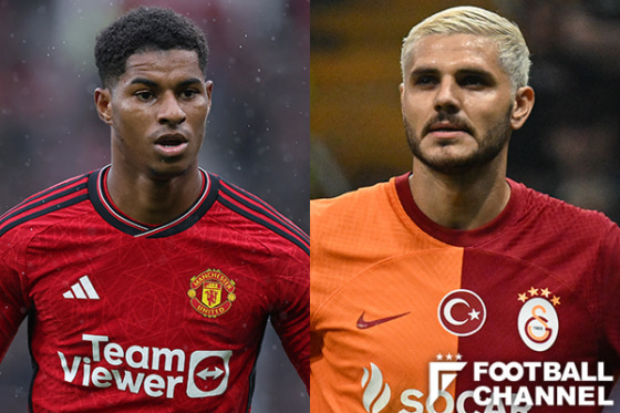 EFAチャンピオンズリーグ（欧州CL）・グループA第2節、マンチェスター・ユナイテッド対ガラタサライ（右：マーカス・ラッシュフォード、左：マウロ・イカルディ）