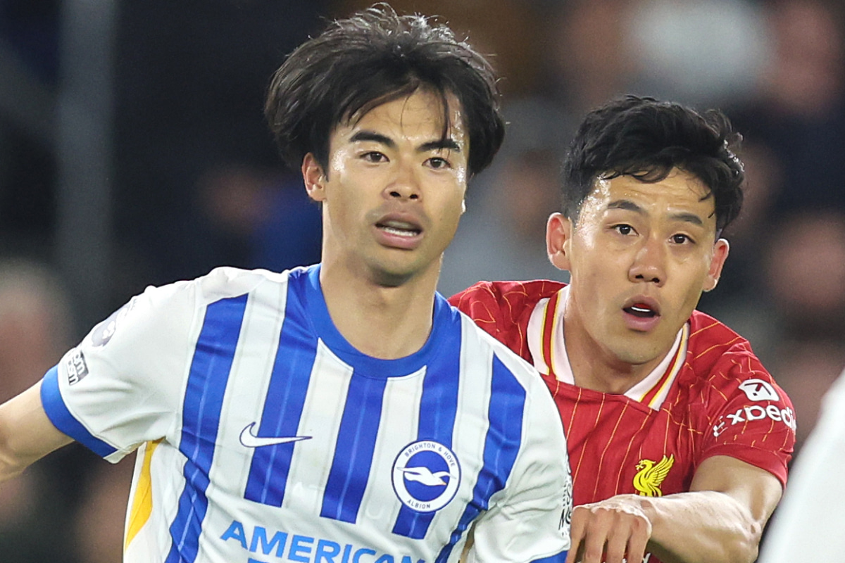 ブライトンに所属するサッカー日本代表MF三笘薫とリバプールに所属するMF遠藤航