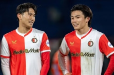 フェイエノールトに所属するサッカー日本代表DF渡辺剛とFW上田綺世