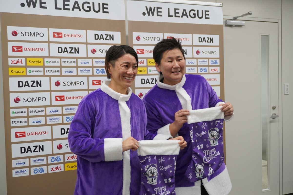 皇后杯のみどころをPRする元なでしこジャパン　海堀あゆみ　近賀ゆかり