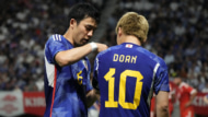 サッカー日本代表の遠藤航と堂安律（2023年6月20日・ペルー戦）