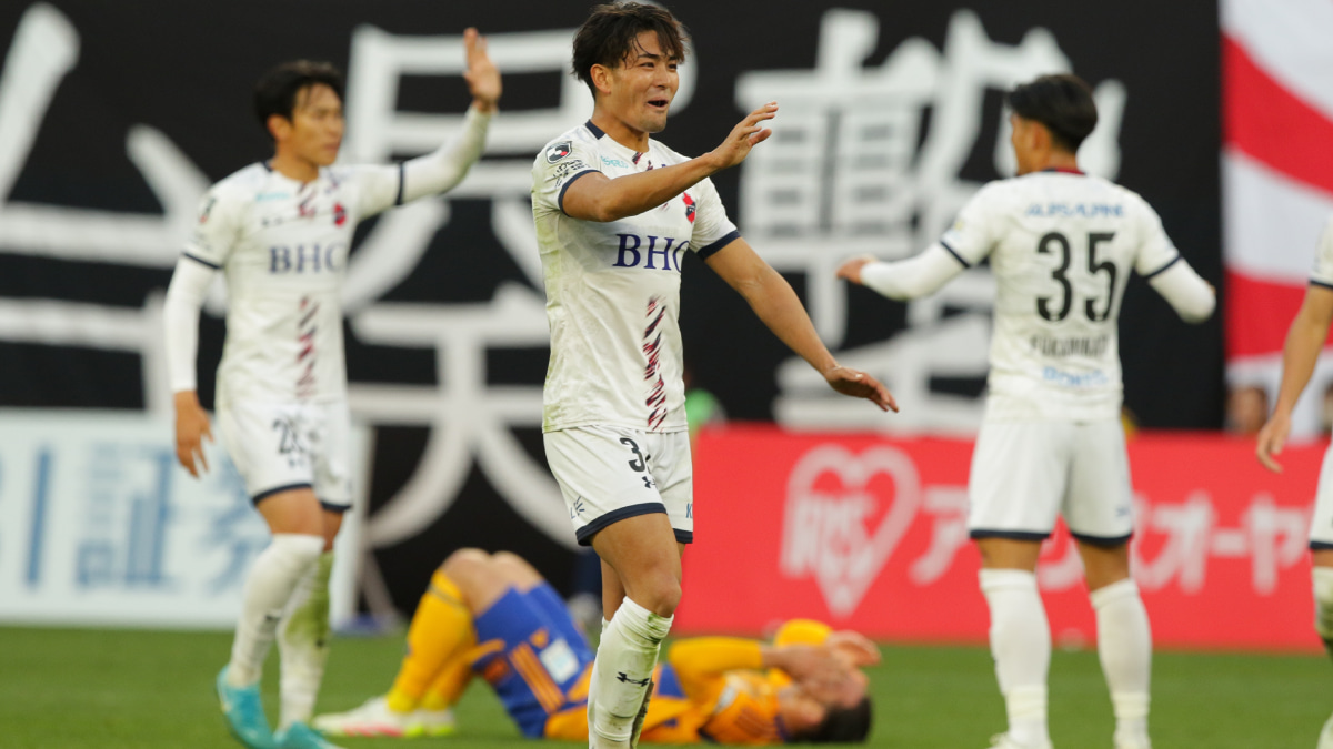 ベガルタ仙台戦でゴールを決めたいわきFCの五十嵐聖己